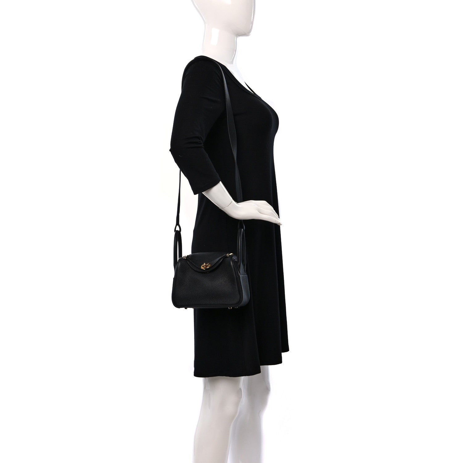 Hermes Taurillon Clemence Mini Lindy 20 Black 2 of 9