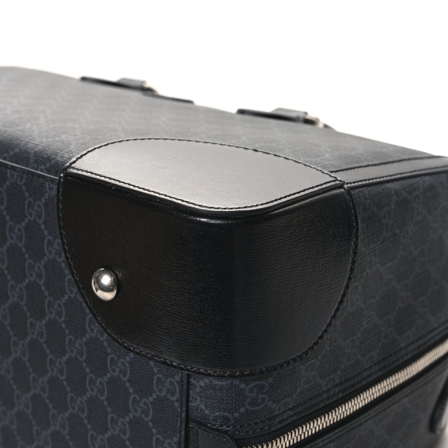 GG Supreme Monogram Azalea Calfskin Retro Interlocking G Large Duffle Bag Black Grey