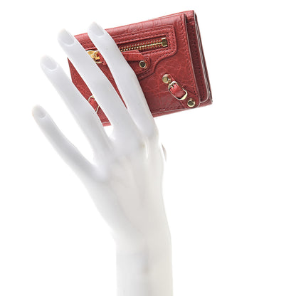 Balenciaga Agneau Arena Classic Hardware Mini Wallet Rouge Groseille 2 of 8