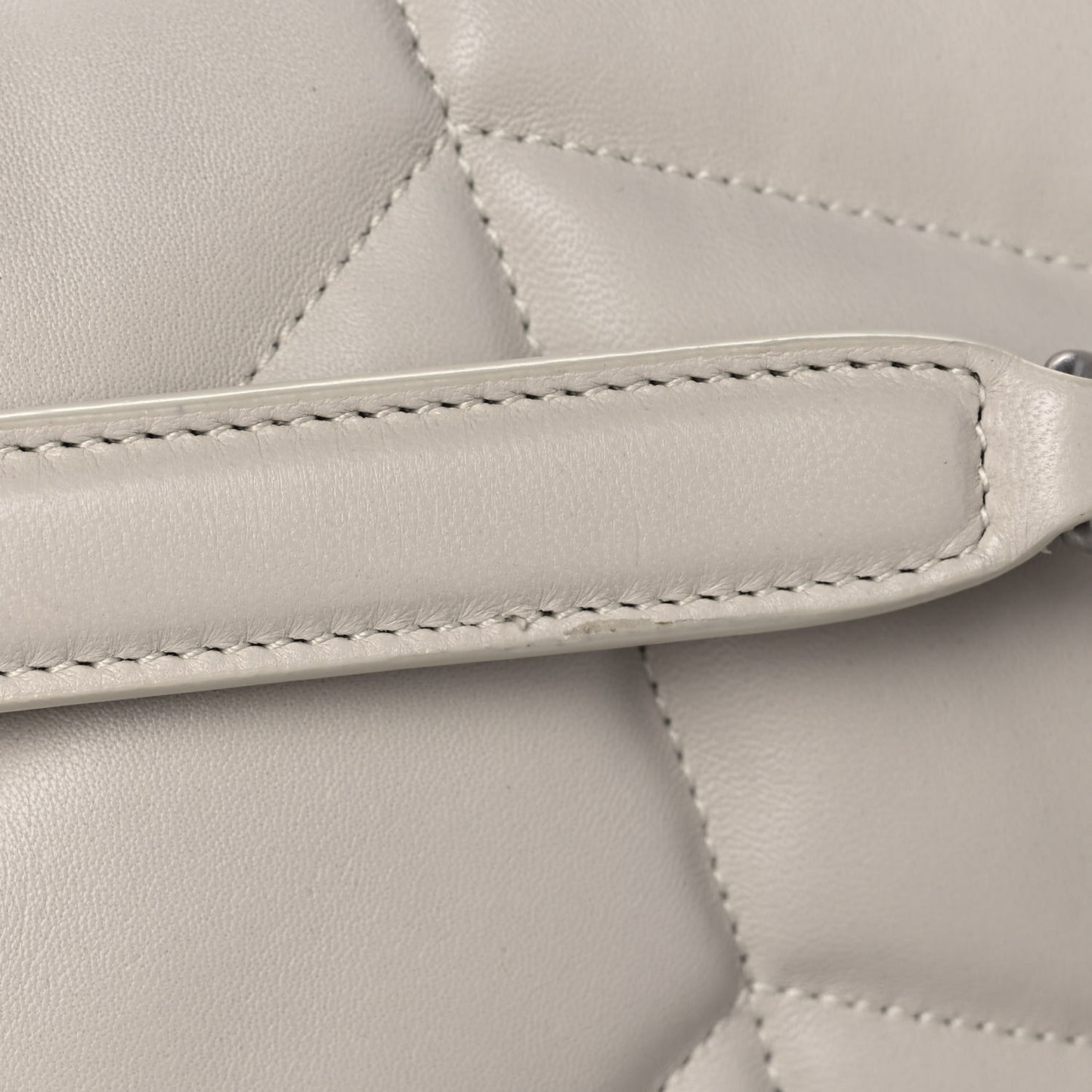 Lambskin Quilted Medium Loulou Puffer Monogram Chain Satchel Crema Soft