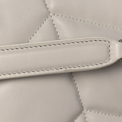 Saint Laurent Lambskin Quilted Medium Loulou Puffer Monogram Chain Satchel Crema Soft 12 of 12