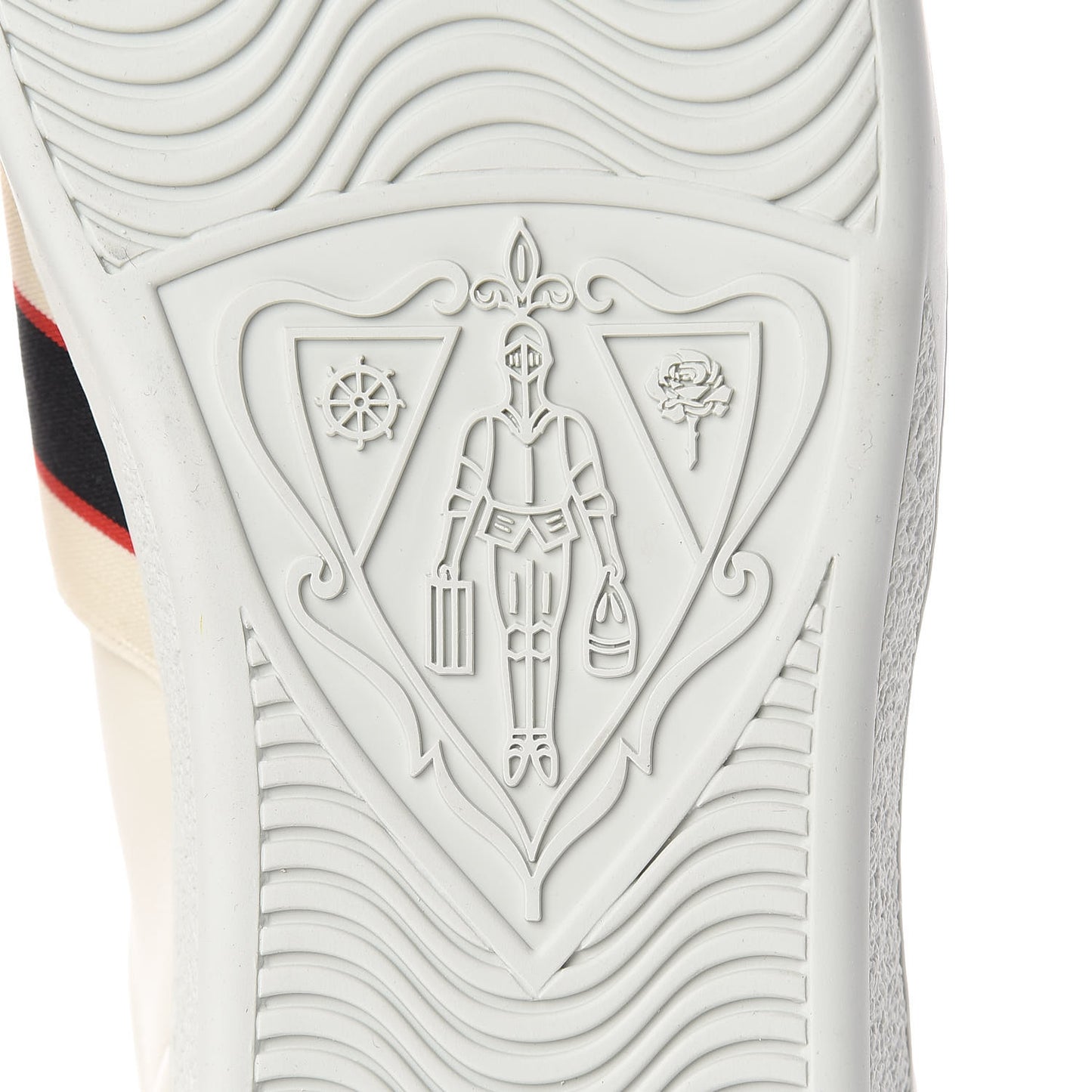 Calfskin Stripe Womens New Ace Sneakers 40 New Mystic White Ecru Red Flame