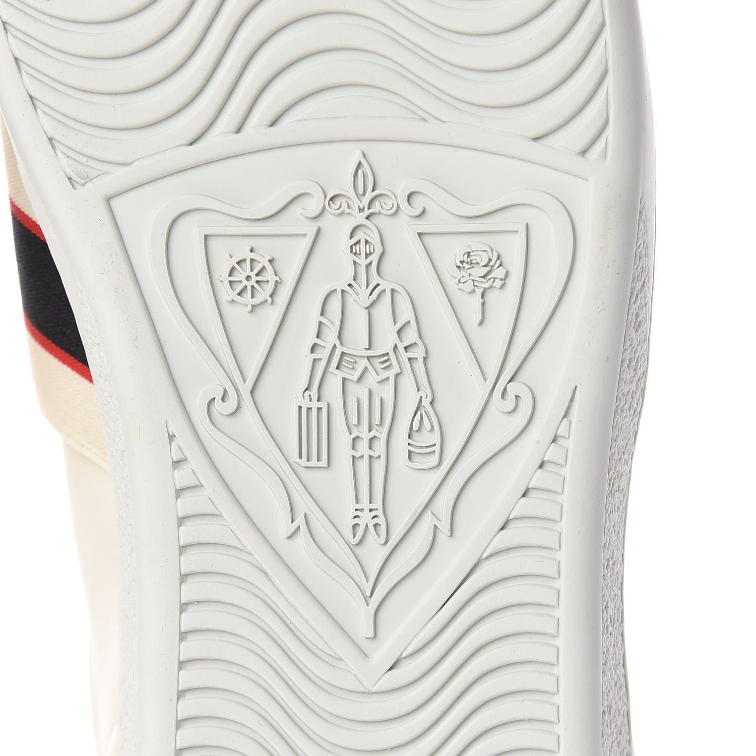 Gucci Calfskin Stripe Womens New Ace Sneakers 40 New Mystic White Ecru Red Flame 6 of 9