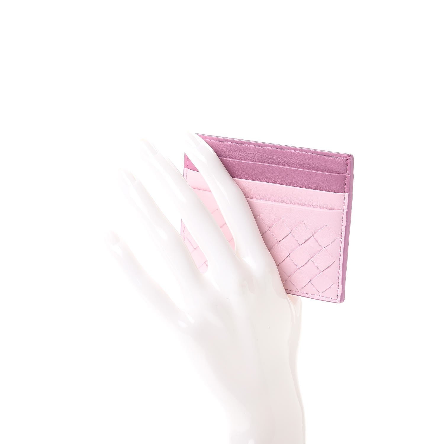 Bottega Veneta Nappa Intrecciato Woven Card Holder Pink Purple 2 of 8