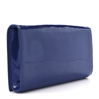 Saint Laurent Patent Calfskin Monogram Large Belle De Jour Clutch Royal Blue 3 of 10