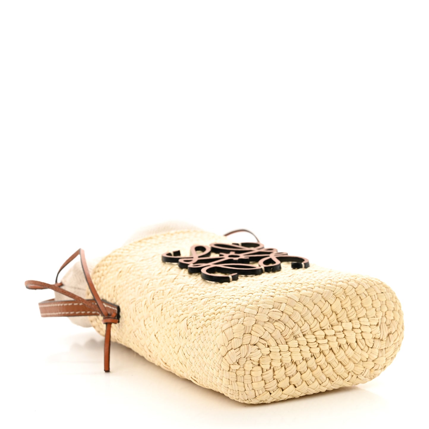 Calfskin Raffia Paulas Ibiza Square Bucket Bag Natural Tan