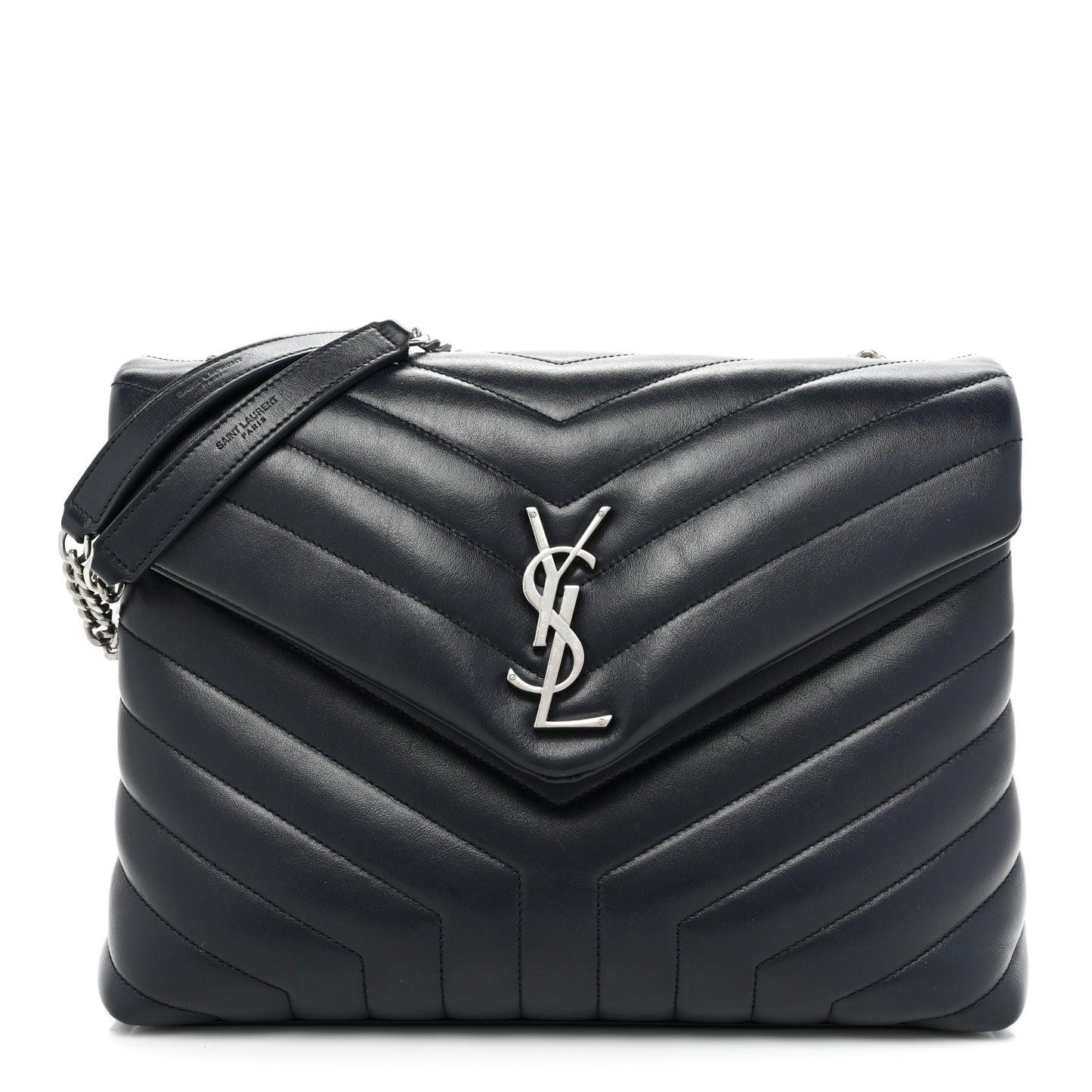 Calfskin Y Quilted Monogram Medium Loulou Chain Satchel Medium Blue