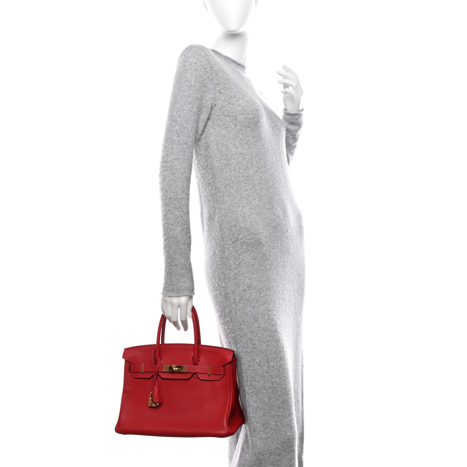 Hermes Taurillon Clemence Birkin 30 Rouge Casaque 2 of 10