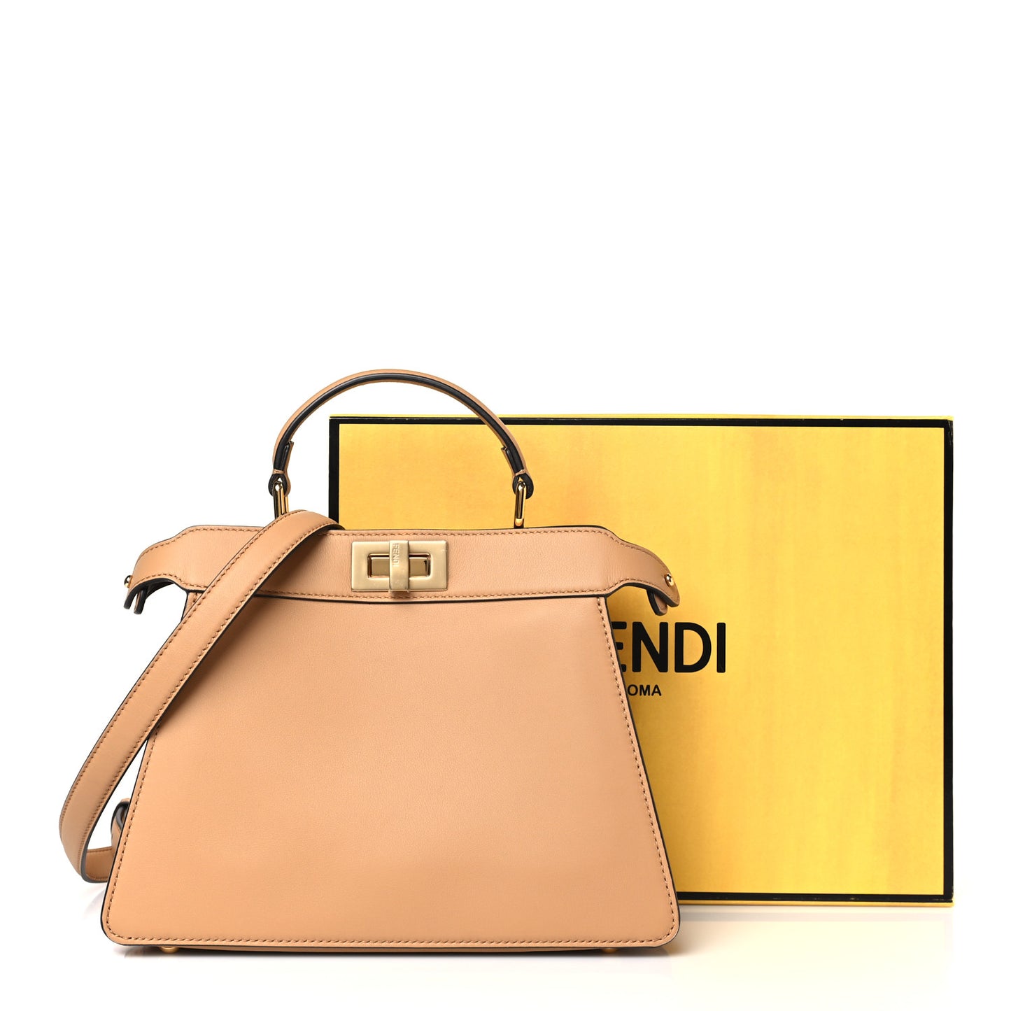 Vitello Seta Nappa Bi-Color Small Peekaboo I SEE U Satchel Miele Scuro Light Rose Ghianda