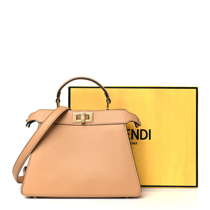Fendi Vitello Seta Nappa Bi-Color Small Peekaboo I SEE U Satchel Miele Scuro Light Rose Ghianda 9 of 9