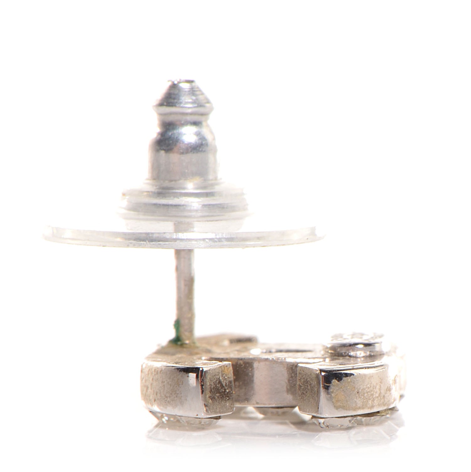 Chanel Crystal Timeless CC Earrings Silver 3 of 5