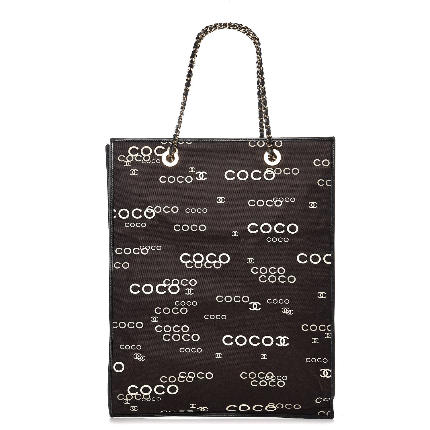 Chanel Canvas Coco Tote Black Brown 1 of 8