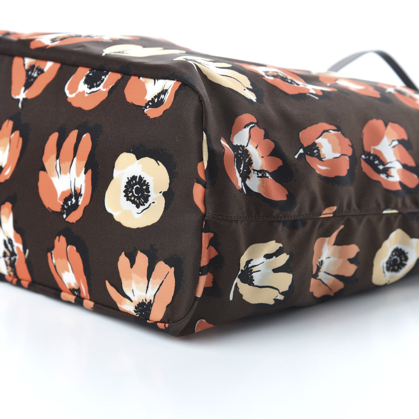 Nylon Tessuto Stampato Saffiano Floral Print Tote Cacao