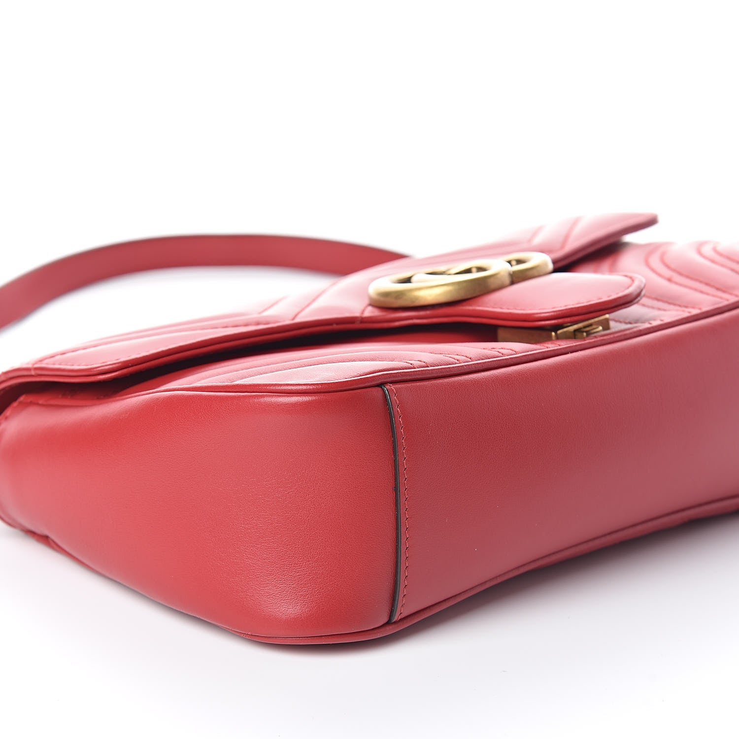 Gucci Calfskin Matelasse Small GG Marmont Shoulder Bag Hibiscus Red 7 of 8