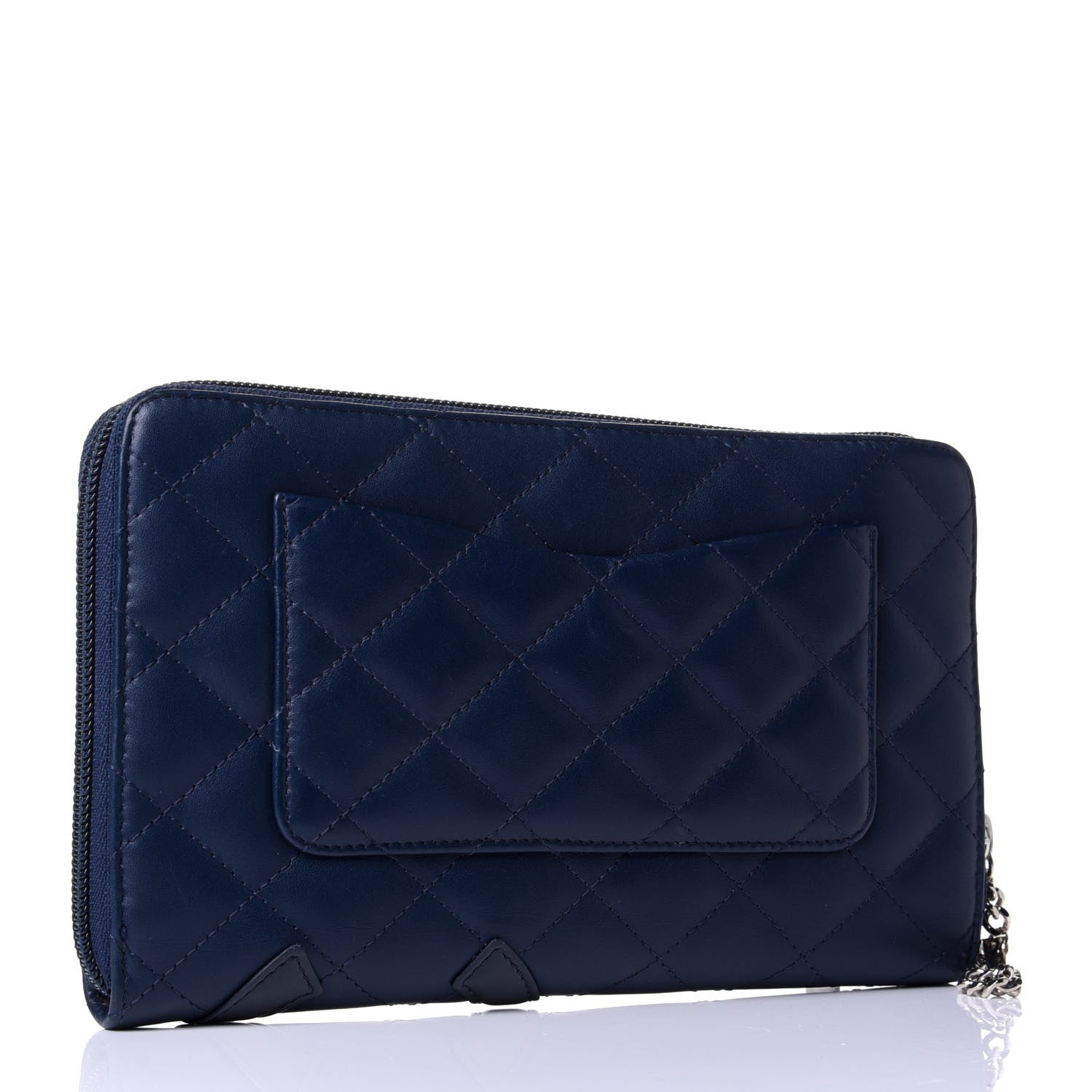 Chanel Calfskin Cambon Zip Around Organizer Wallet Navy 2 of 6