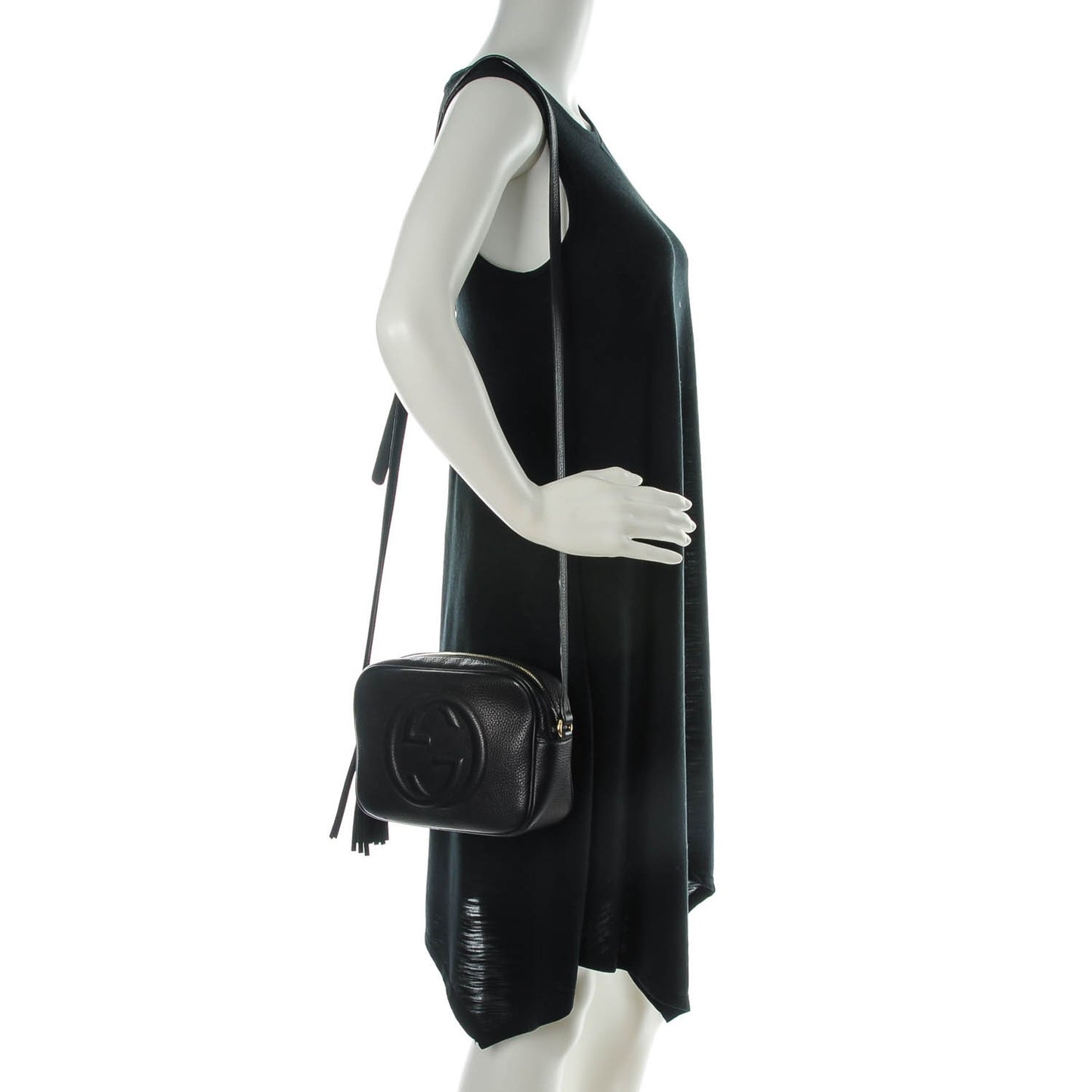 Pebbled Calfskin Small Soho Disco Bag Black
