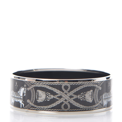 Hermes Enamel Printed Wide Grand Apparat Bracelet 65 Black 3 of 6