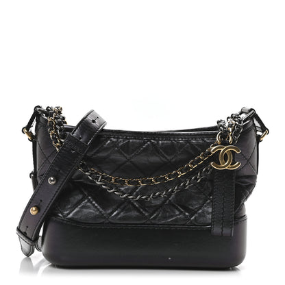 Chanel Iridescent Aged Calfskin Quilted Small Gabrielle Hobo Black 1 of 9