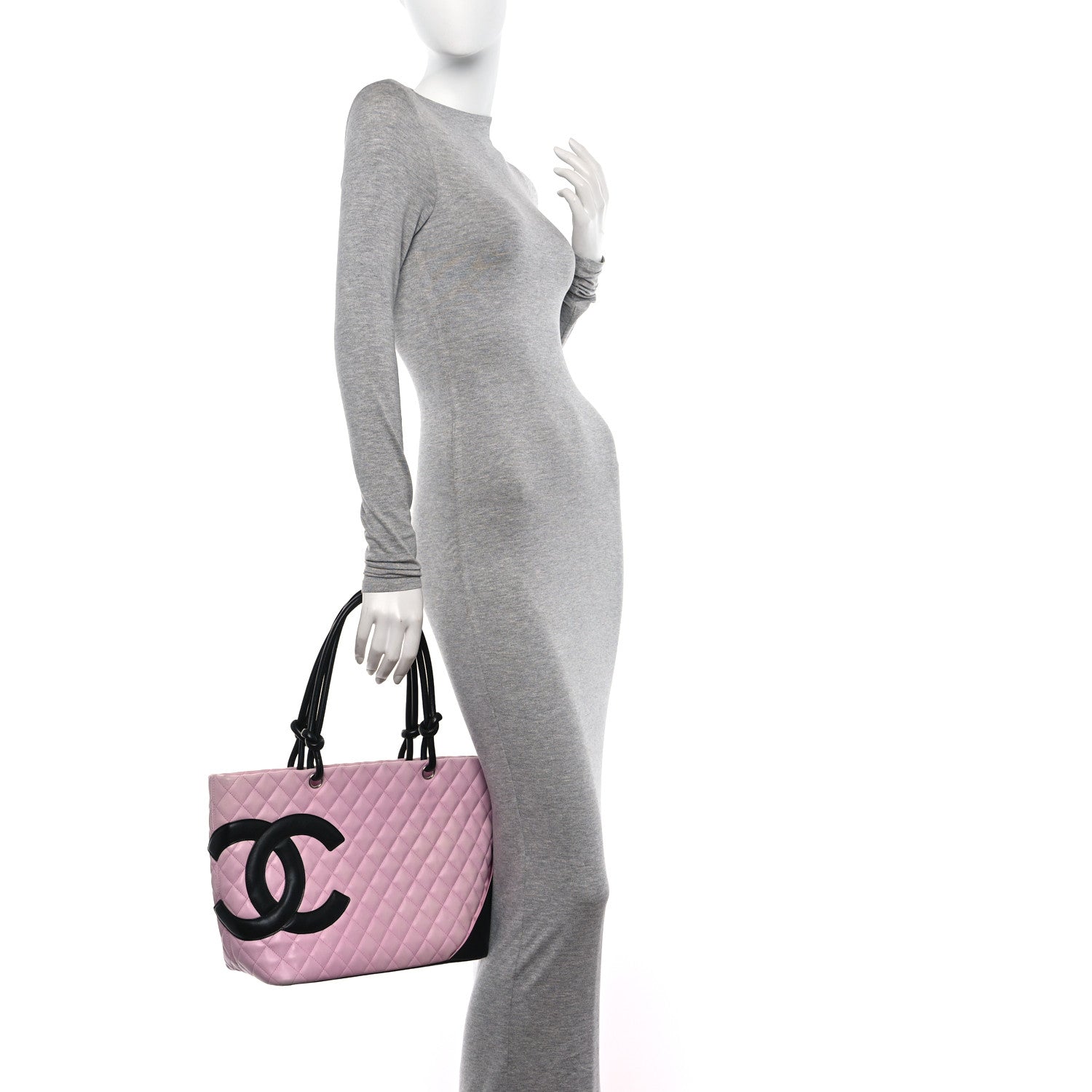 Chanel Calfskin Quilted Large Cambon Tote Pink Black 2 of 12