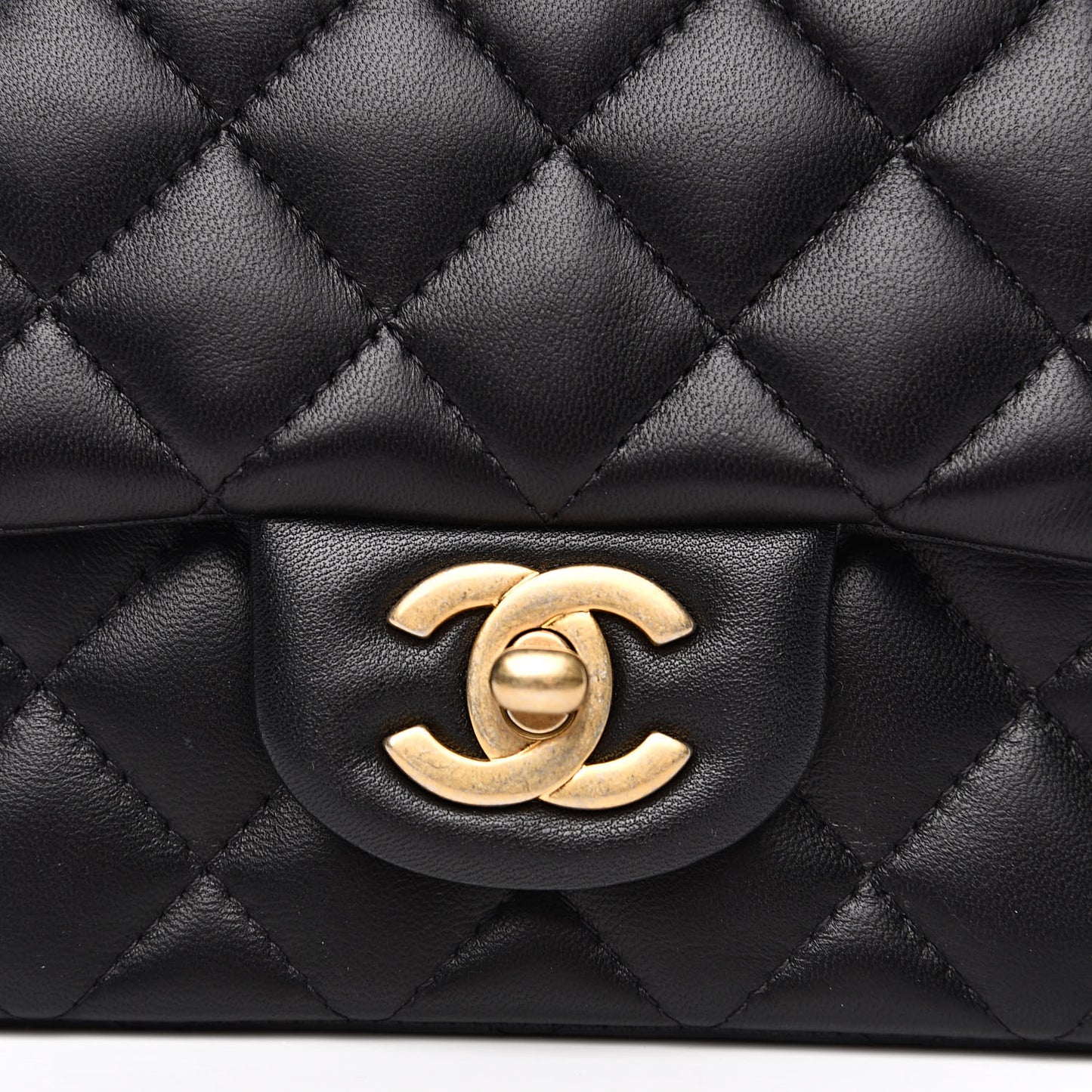 Lambskin Quilted Mini Square Flap Black