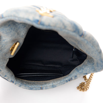 Saint Laurent Denim Quilted Toy Loulou Puffer Monogram Chain Satchel Blue Cinnamon 5 of 12