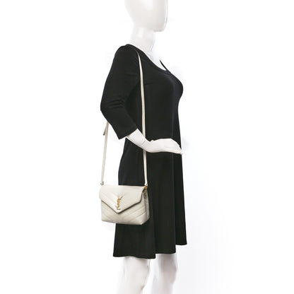 Saint Laurent Calfskin Y Quilted Monogram Toy Loulou Crossbody Bag Blanc Vintage 2 of 13