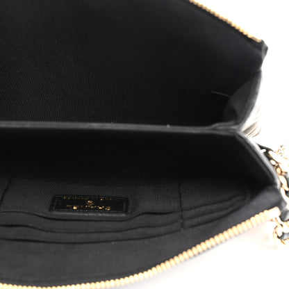 Chanel Lambskin Coco Charms Quilted Pouch Bag Black 5 of 7