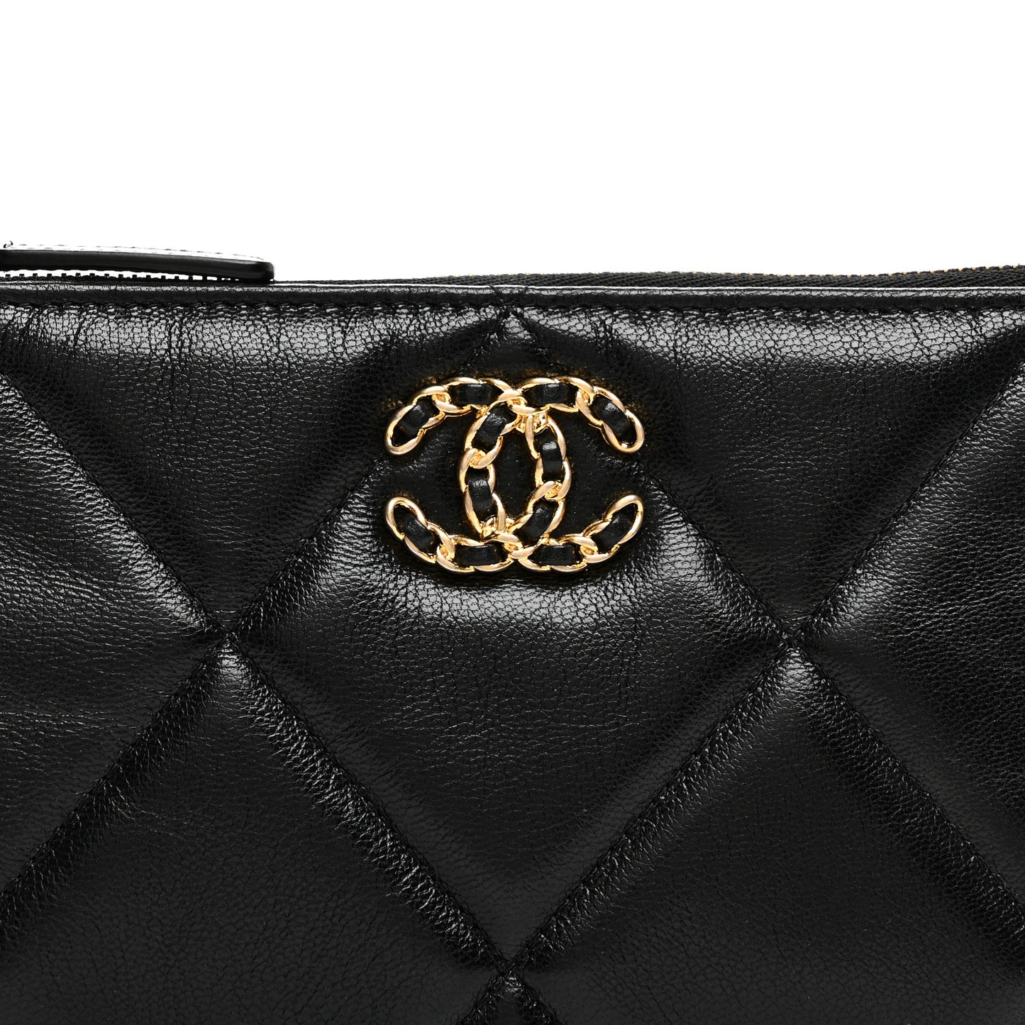 Goatskin Quilted Chanel 19 Cosmetic Case Black