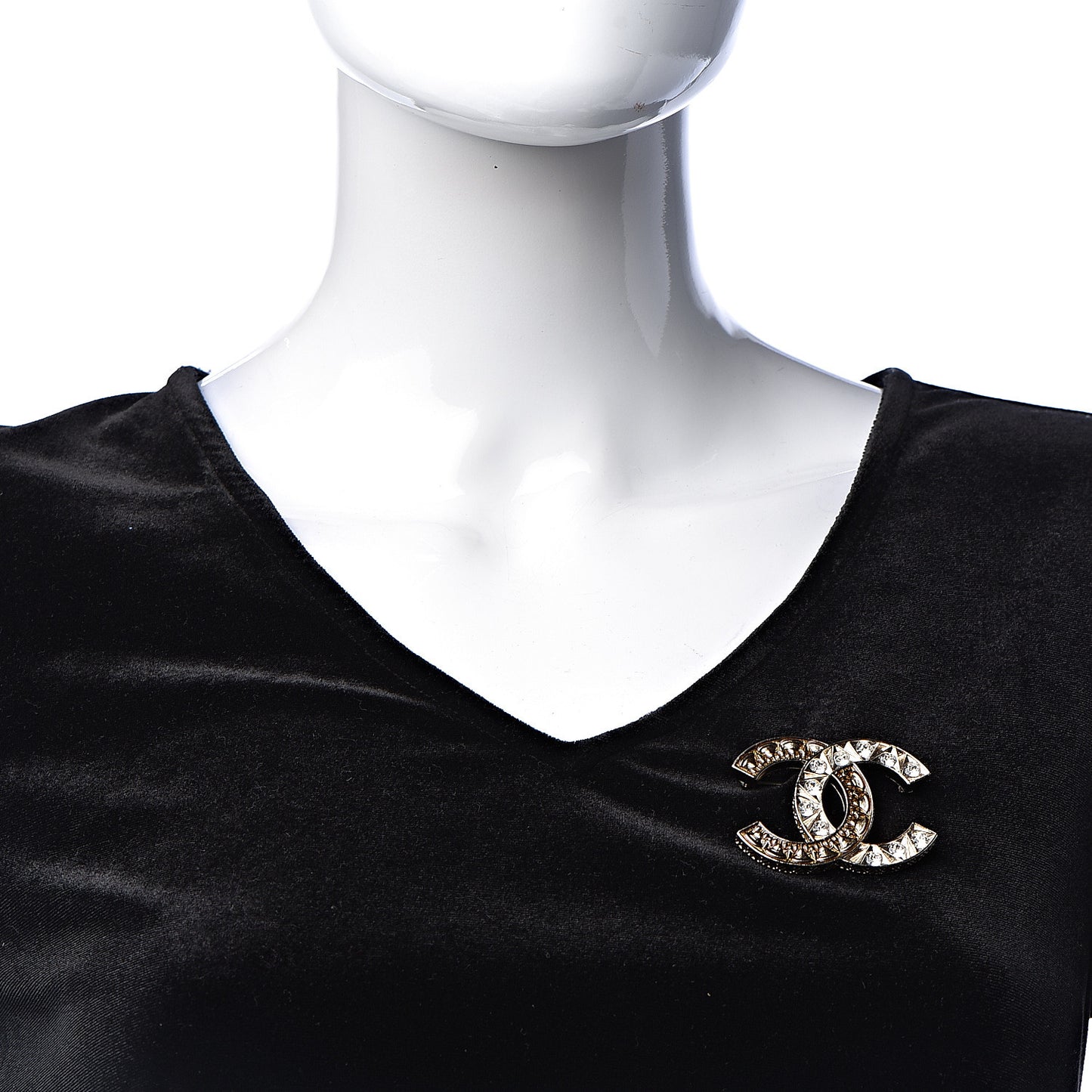 Crystal CC Brooch Light Gold