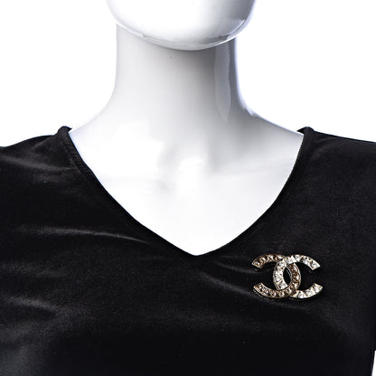 Chanel Crystal CC Brooch Light Gold 2 of 5