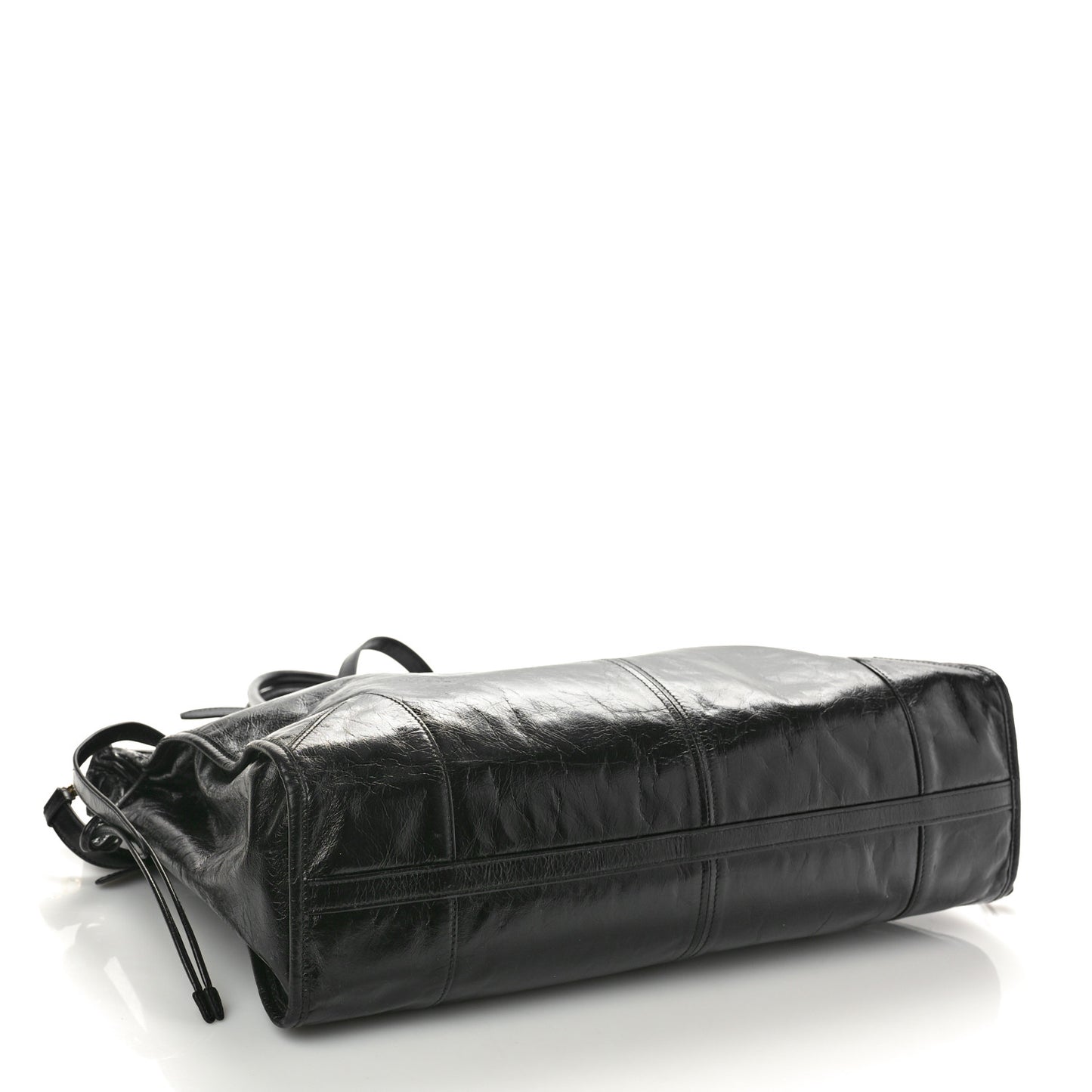 Glossy Calfskin Triangle Large Bonnie Shoulder Bag Black