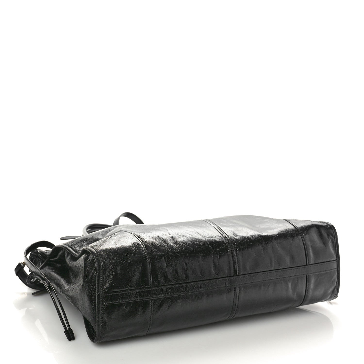 Prada Glossy Calfskin Triangle Large Bonnie Shoulder Bag Black 4 of 13