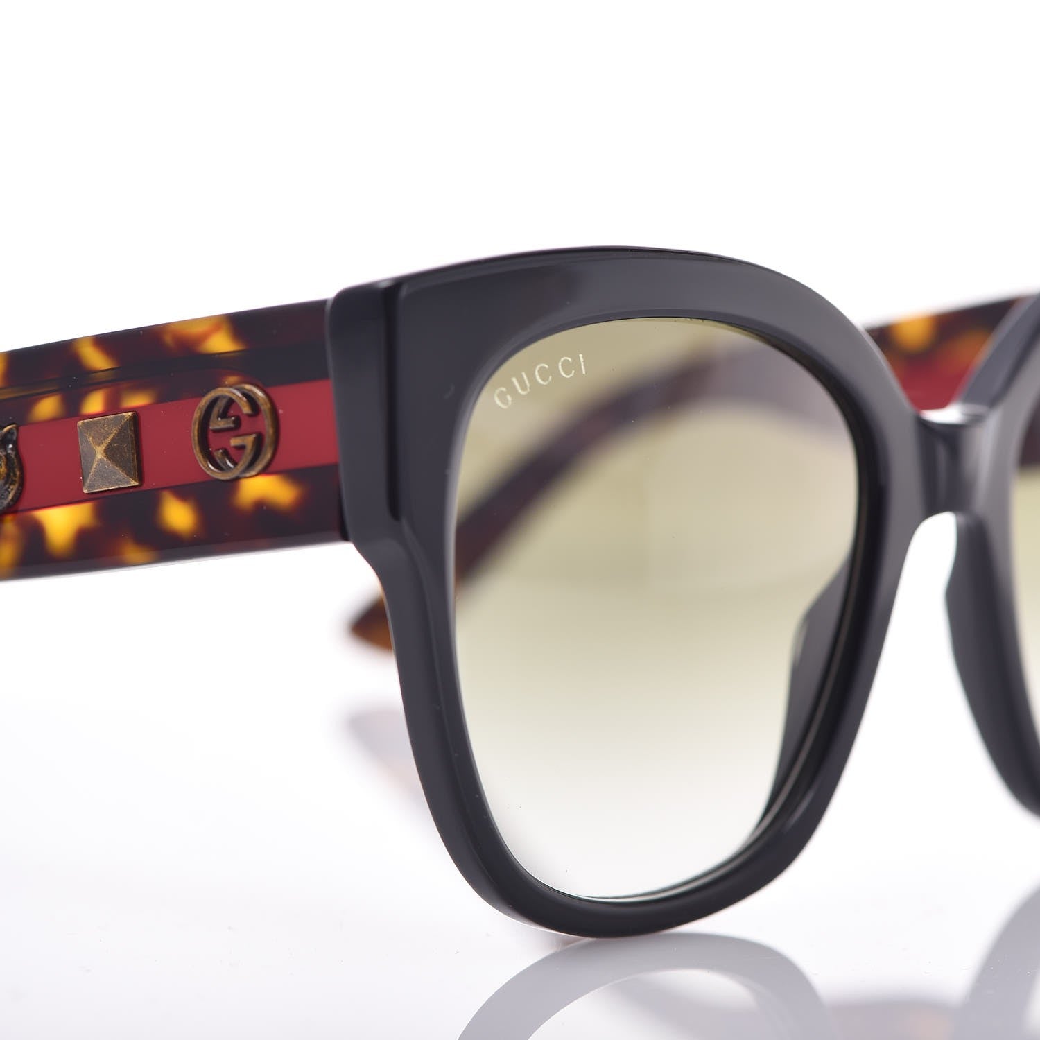 Gucci Acetate Square Frame Web Sunglasses GG0059S Black Tortoise 7 of 8
