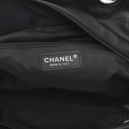 Chanel Coated Canvas Quilted Large Paris Biarritz Tote Black 7 of 11