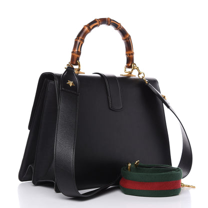 Gucci Calfskin Bamboo Web Large Dionysus Top Handle Bag Black Bright Evergreen Hibiscus Red 4 of 16