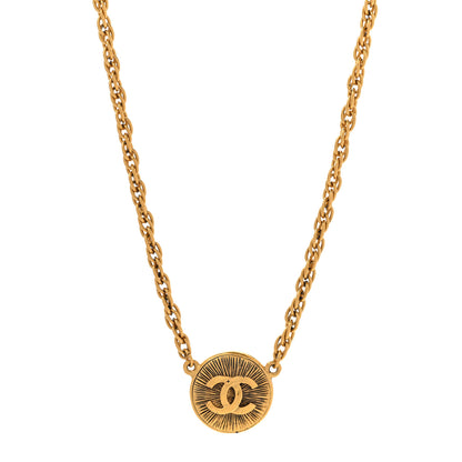 Chanel Metal CC Round Pendant Necklace Gold 1 of 7