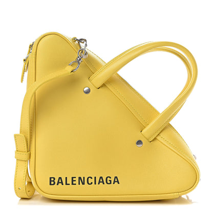 Balenciaga Shiny Day Calfskin Logo XS Triangle Duffle Jaune Black 1 of 10