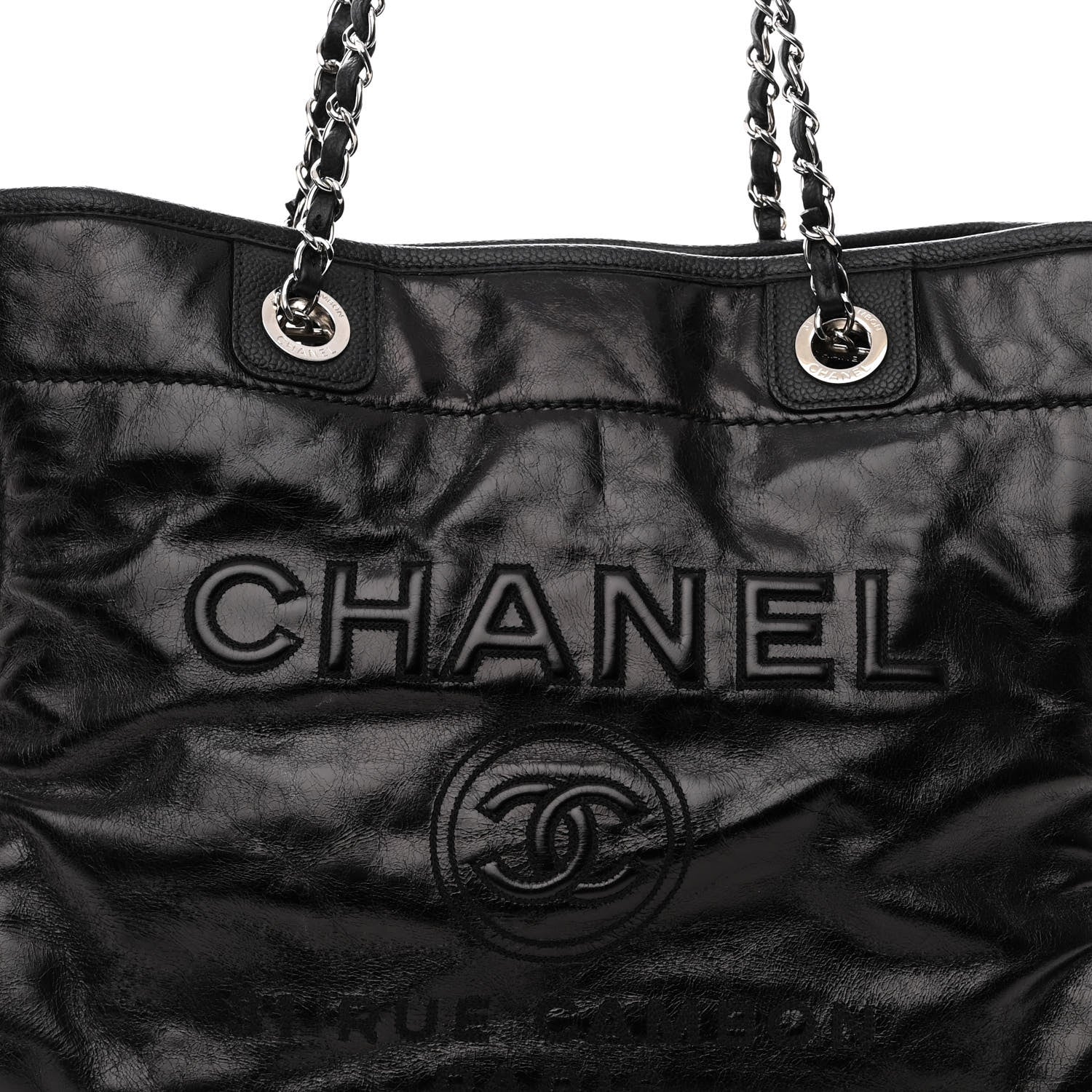 Chanel Glazed Calfskin Small Deauville Tote Black 8 of 11