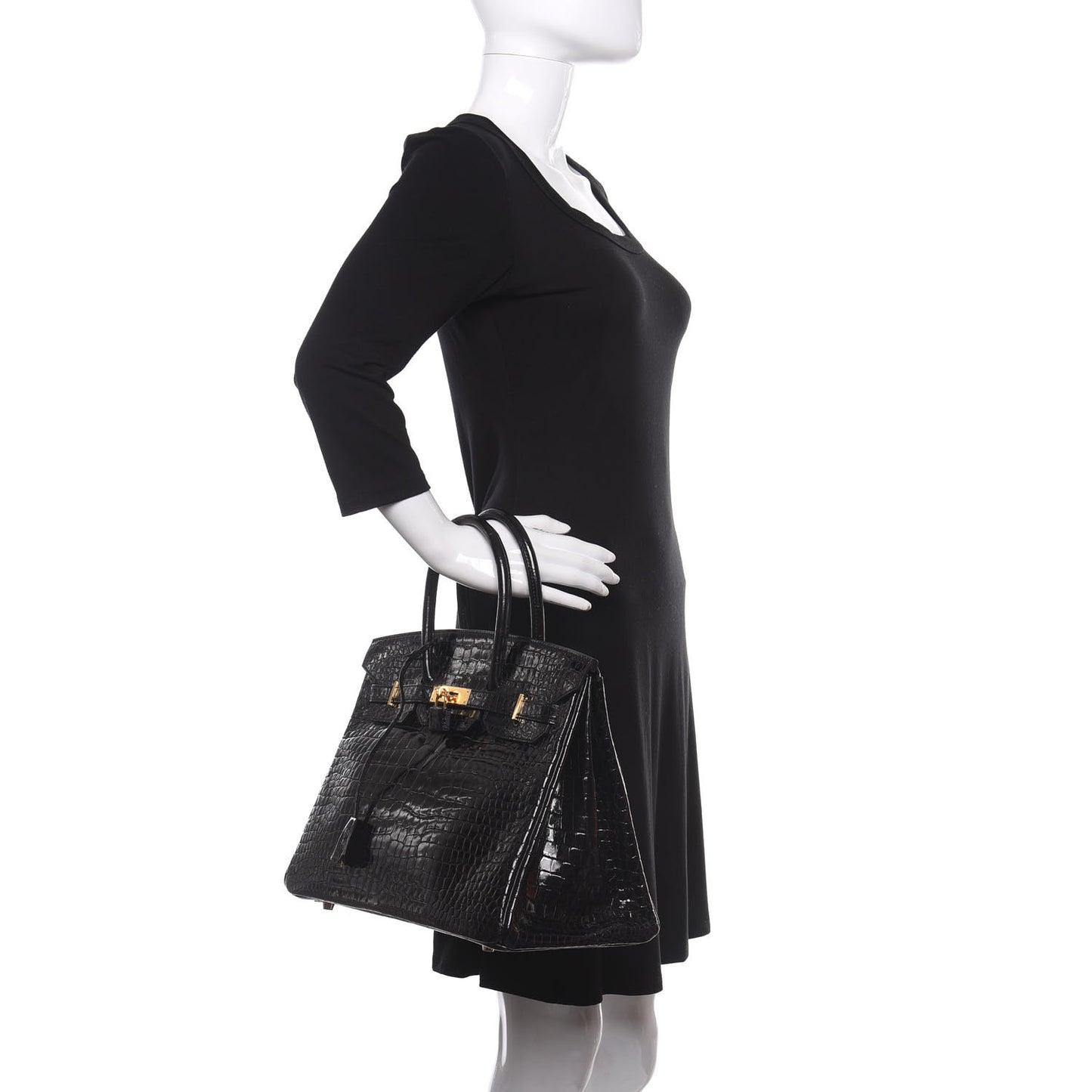 Shiny Porosus Crocodile Birkin 35 Black
