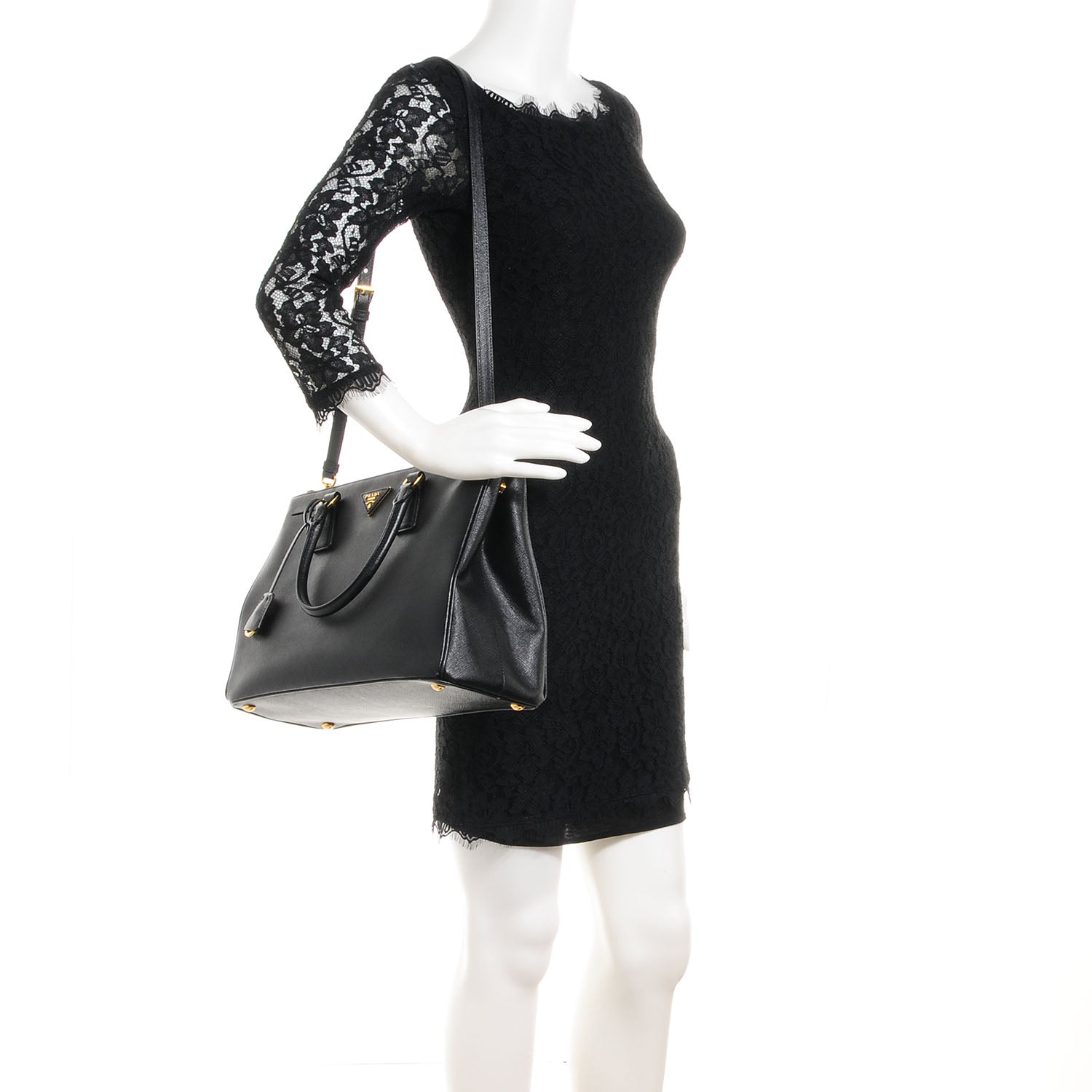 Prada Saffiano Lux Medium Double Zip Tote Nero Black 2 of 11