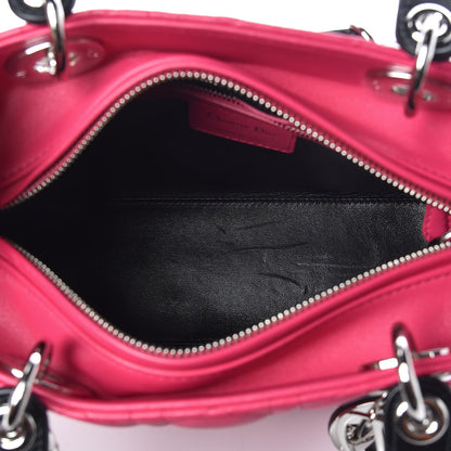 Christian Dior Lambskin Cannage Medium Tri-Color Lady Dior Fuchsia Anemone Black 5 of 8