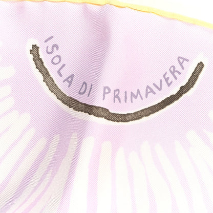 Hermes Silk Isola Di Primavera Scarf 90 Rose Pale Bleu Jaune 5 of 6