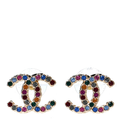 Chanel Crystal Over The Rainbow CC Earrings Gold Multicolor 1 of 4
