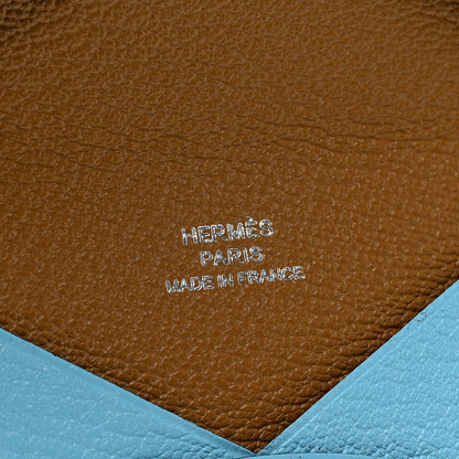 Hermes Chevre Mysore Verso Calvi Card Case Celeste Kraft 6 of 7