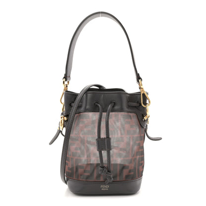 Fendi Mesh Vitello Grace F is Fendi FF 1974 Mini Mon Tresor Bucket Bag Marrone Black Ebano 1 of 12