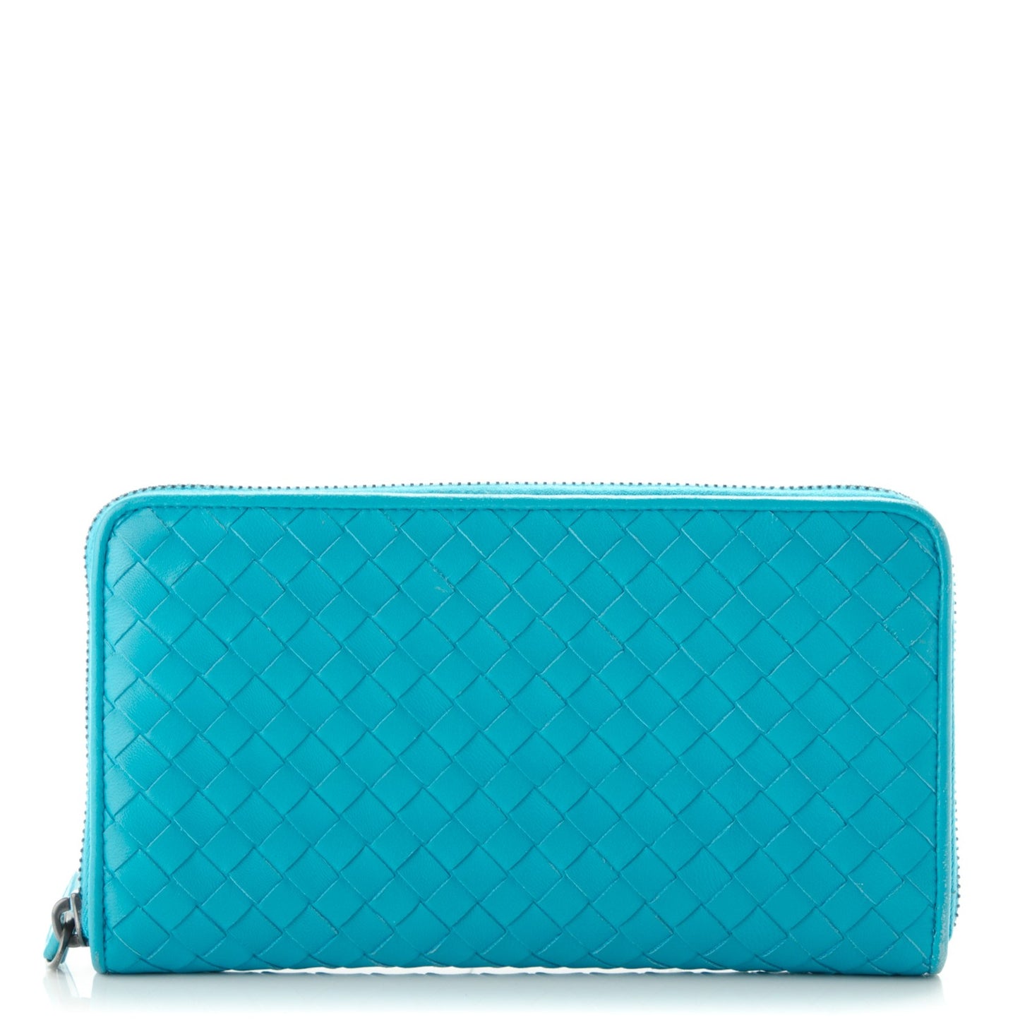 Nappa Intrecciato Zip Around Wallet Turquoise