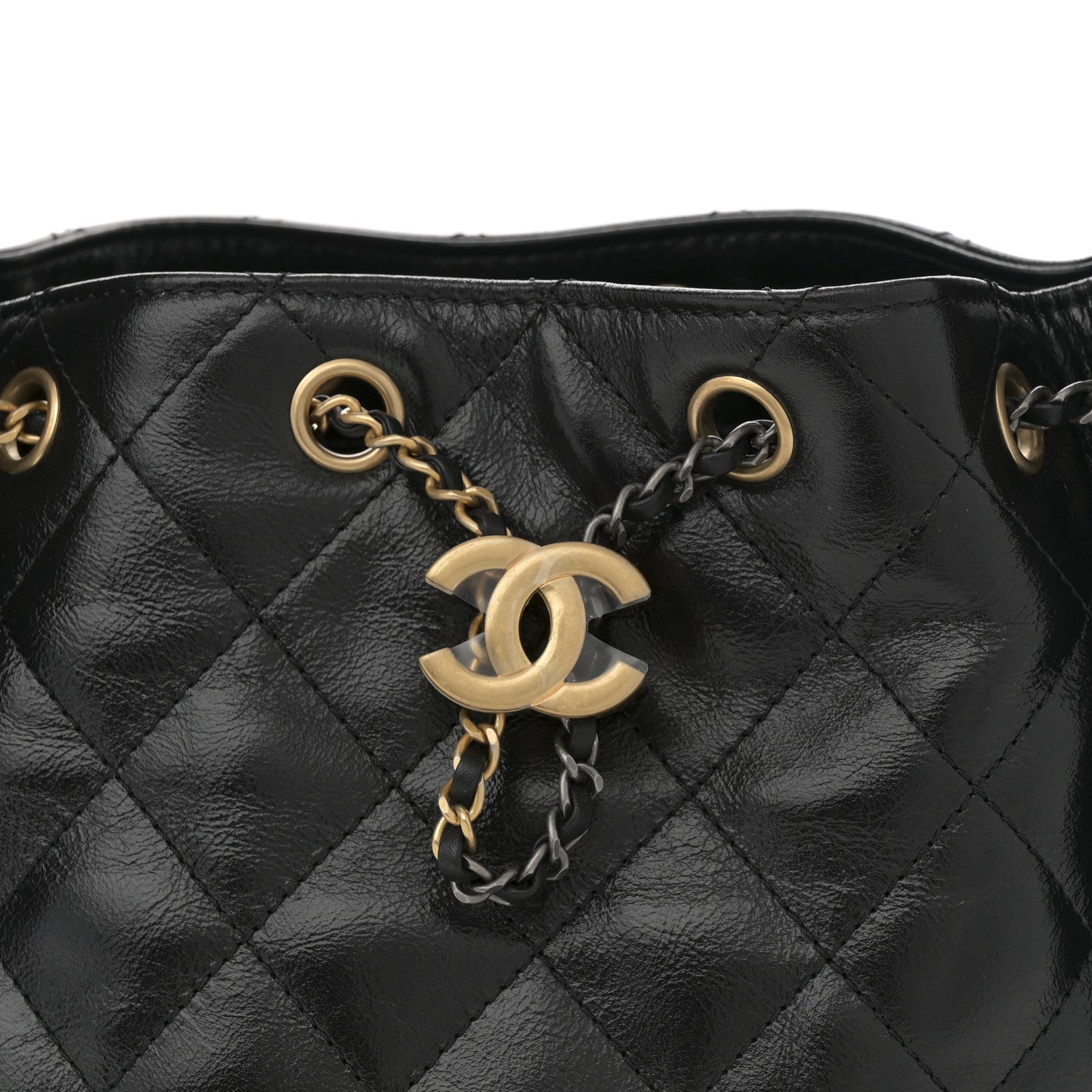 Chanel Shiny Crumpled Calfskin Quilted Small Chanel 25 Handbag Black 7 of 10