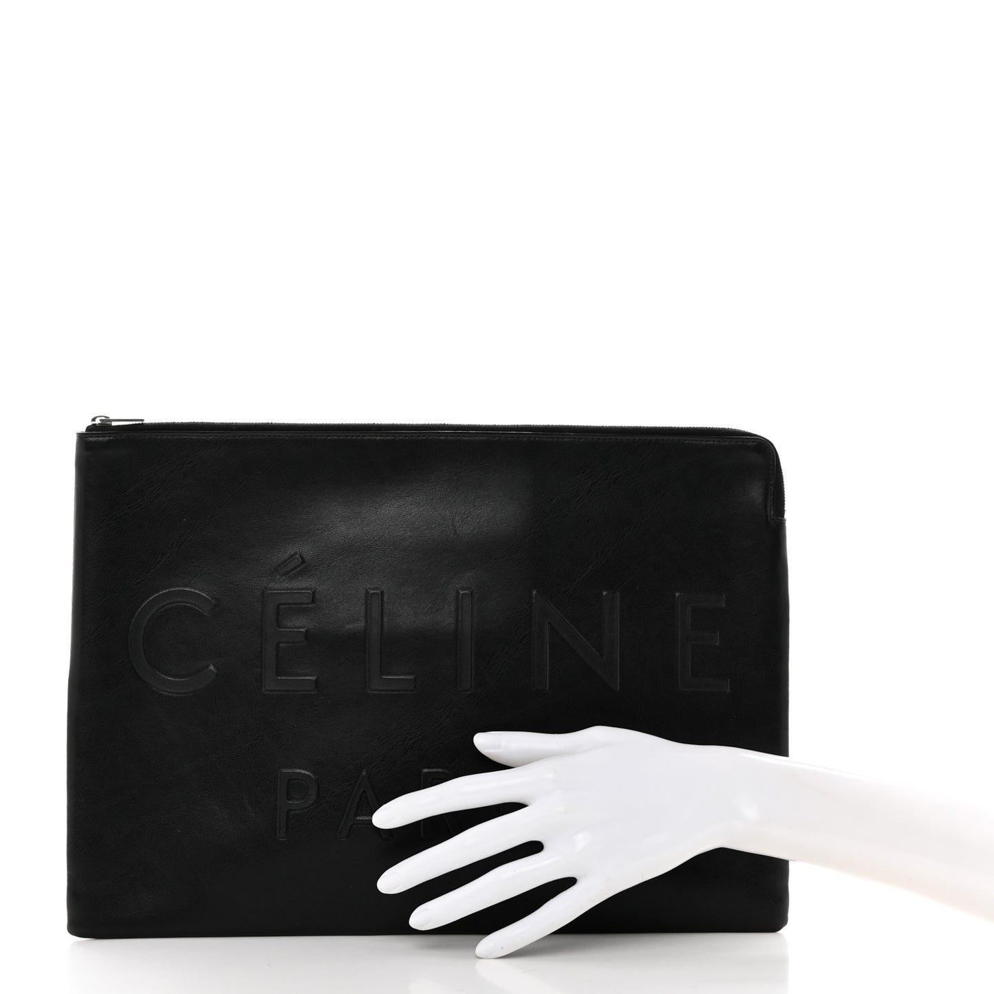 Calfskin Large Made In Clutch Pouch Black