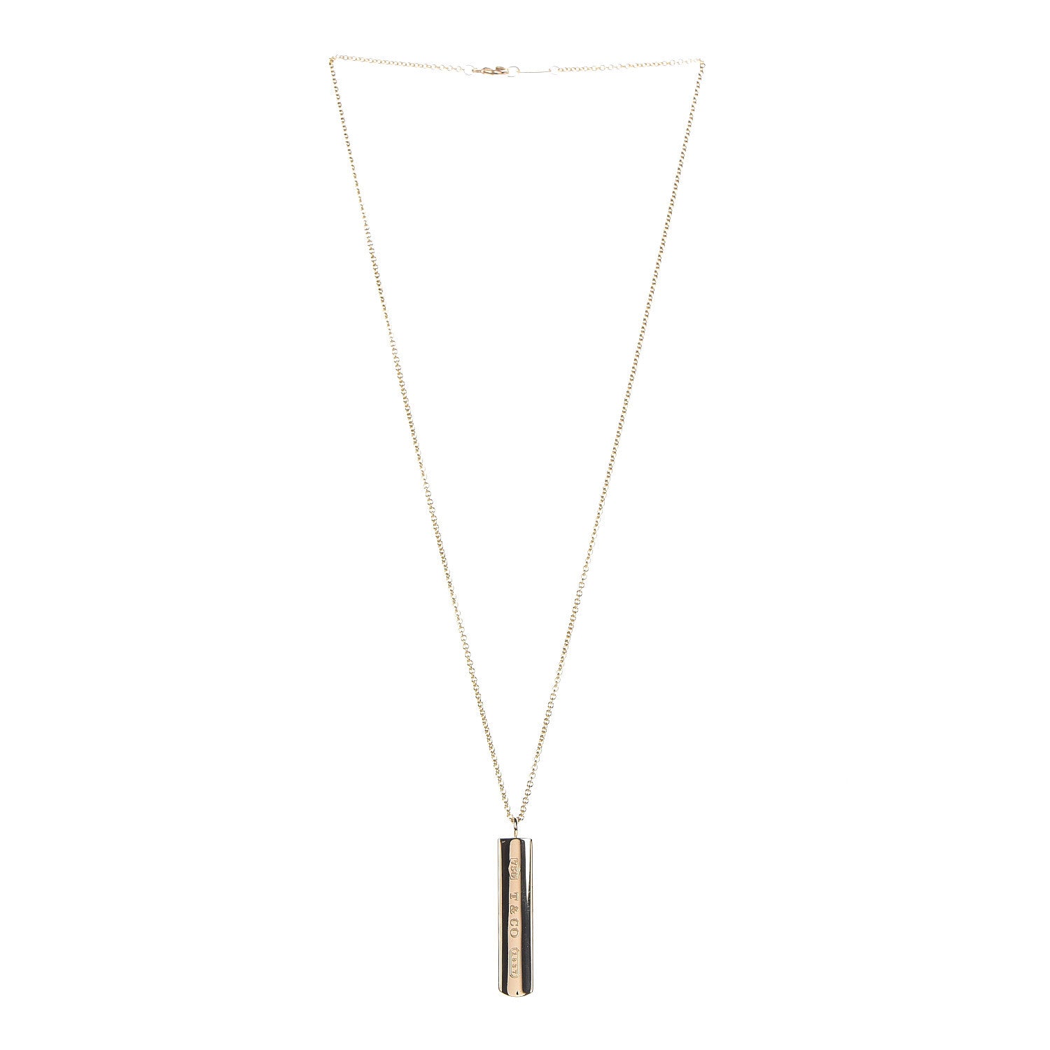 Tiffany 18K Yellow Gold 1837 Bar Pendant Necklace 3 of 8