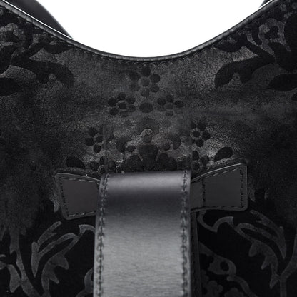 Gucci Nubuck Brocade Medium Soft Stirrup Shoulder Bag Black 14 of 15
